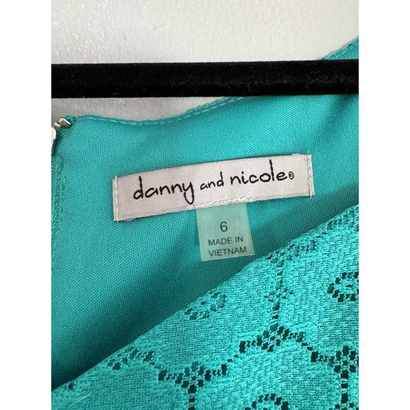 NWT Danny & Nicole Green Lace Overlay A Line Midi Dress Size 6 - Picture 7 of 8